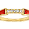 Red Sponge Coral Inlay And White Zircon Band Ring In 18K Gold Over
Sterling Silver 0.06ctw