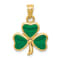 14K Yellow Gold Enameled 3 Leaf Clover Pendant