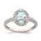 Rhodium Over 14K White Gold Aquamarine Diamond Halo Engagement Ring