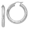 Rhodium Over Sterling Silver Diamond-cut 4.75mm Hoop Earrings