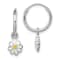 Rhodium Over Sterling Silver Enamel Daisy Children's Round Hoop Earrings