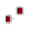 Ruby Color CZ Square Halo Stud Earrings In 18K Rose Gold Over Brass