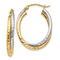 14k Yellow Gold and 14k White Gold 1 1/8" Diamond-Cut and Polished
Oval Hoop Earrings