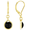 Black Jadeite Dangle Earrings In 18K Gold Over Sterling Silver 7mm