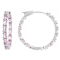 Pink CZ Inside-Out Hoop Earrings In Rhodium Over Brass 8.32ctw