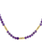 Amethyst Beaded Station Necklace In 18K Gold Over Sterling Silver 0.36ctw