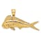 14k Yellow Gold 3D Textured Female Dorado (Mahi-Mahi) Charm