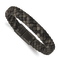 Brown Leather and Stainless Steel Brushed Gun Metal IP-plated 8.25-inch Bracelet