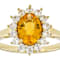 Fire Opal And White Zircon Ring In 18K Gold Over Sterling Silver 0.96ctw