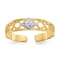14K Yellow Gold with White Rhodium Diamond Cut Toe Ring