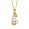 Initial S White Pearl And Pear Shape CZ Pendant Necklace In 14K Gold
Over Brass
