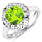 Green Peridot and White Diamond 14K White Gold Halo Ring 2.11 ctw
