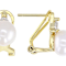 Freshwater Pearl And CZ Halo Stud Earrings In 18K Gold Over Sterling Silver