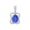 14K White Gold Oval Tanzanite and Diamond Pendant 1.20ctw