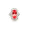 6.20 Cts Rhodochrosite and 1.14 Cts Diamond Ring in 14K WG