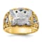 10K Two-Tone Yellow and White Gold Men's Textured and Enameled 33rd
Degree Masonic Ring