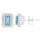 6x4mm Emerald Cut Aquamarine 1/5 ctw Diamond Rhodium Over Sterling
Silver Halo Stud Earrings