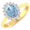 1.5ctw Blue Aquamarine and Diamond 14K Yellow Gold Halo Ring