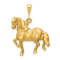 14k Yellow Gold Diamond-Cut and Brushed Horse Pendant