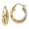 14k Yellow Gold and 14k White Gold 9/16" Polished Double Hoop Earrings