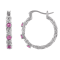 Sterling Silver Lab Created Pink Sapphire Byzantine Hoop Earrings .4ctw