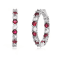 Red Color Cubic Zirconia, Rhodium White Gold Over Brass Base Inside Out
Hoop Earrings  6.9ctw