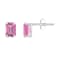 6x4mm Emerald Cut Pink Topaz Rhodium Over 10k White Gold Stud Earrings