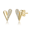 Pave CZ Heart Stud Earrings In 14K Gold Over Brass