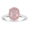 10x8mm Oval Rose Quartz Rhodium Over Sterling Silver Ring