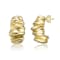 Waffled Wave Chunky Drop Earrings In 14K Gold Over Brass