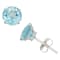 Swiss Blue Topaz Round 10K White Gold Stud Earrings 2.00ctw