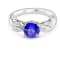 6.5mm Round Tanzanite and White CZ Rhodium Over Sterling Silver Ring, 1.08ctw