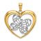 14K Two-tone Gold  Textured Butterfly in Heart Charm