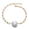 Pear Shape Freshwater Pearl Paperclip Link Bracelet In 14K White Gold
Over Sterling Silver