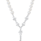 White Freshwater Pearl and White Sapphire Sterling Silver Lariat Necklace