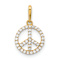 14k Yellow Gold Polished Cubic Zirconia Peace Sign Pendant