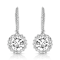 CZ Halo Drop Earrings In Sterling Silver
