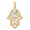14K Two-tone Gold Diamond-Cut Evil Eye Filigree Hamsa Pendant