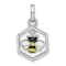 Rhodium Over Sterling Silver Polished Enameled Bee in Hive Children's Pendant