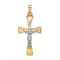14k Yellow Gold and 14k White Gold Polished INRI Crucifix Cross Pendant