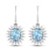 2.56ctw 14K White Gold Oval Aquamarine and White Diamond Halo Earrings