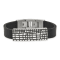 Black Leather and Stainless Steel Textured Enamel ID 7.5-inch with
.5-inch Extension Bracelet