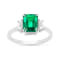 Green Lab Created Emerald and Moissanite Rhodium Over Sterling Silver
3-Stone Ring