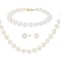 7-7.5mm White Cultured Freshwater Pearl 14k Yellow Gold Jewelry Set