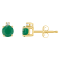 4mm Round Emerald with Diamond Accents 14k Yellow Gold Stud Earrings