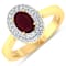 1.11ctw Red Ruby and Diamond 14K Yellow Gold Halo Ring