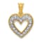 14k Yellow Gold and Rhodium Over 14k Yellow Gold Diamond Heart Pendant