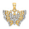 14K Two-tone Gold  Diamond-Cut Cut-Out Wings Butterfly Pendant
