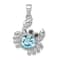Rhodium Over Sterling Silver Polished Round Crystal Crab Pendant