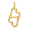 14k Yellow Gold Polished Connected Double Hearts Pendant